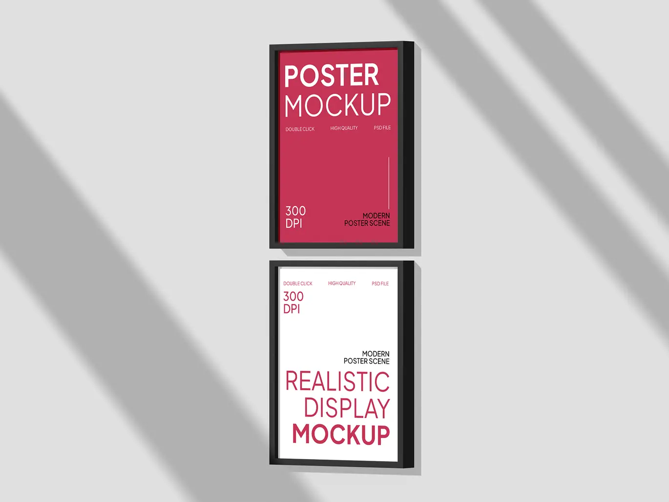 街头墙壁画框海报展示样机 Street Wall Frame Poster Mockup