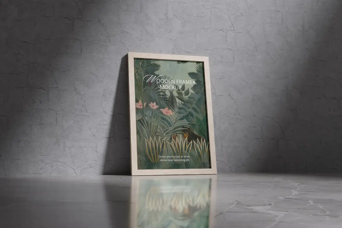 木质相框装饰画展示样机 Wooden Frame Mockup
