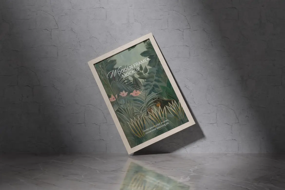 木质相框装饰画展示样机 Wooden Frame Mockup