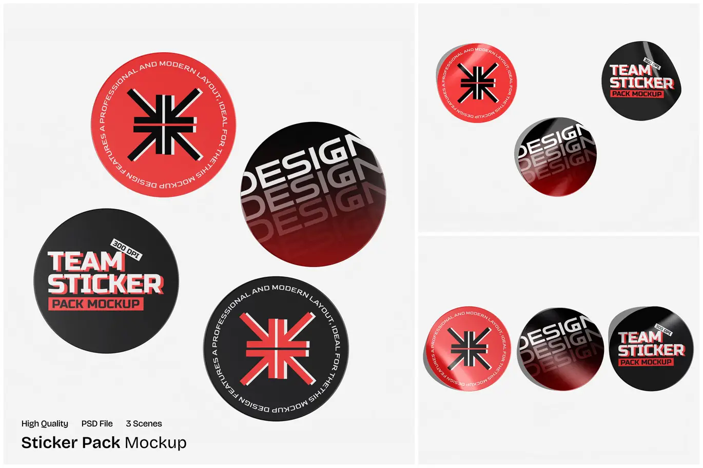 贴纸套装设计展示样机 Sticker Pack Mockup