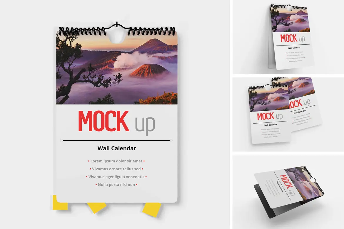 挂墙年历日历设计样机 Wall Calendar Mockup