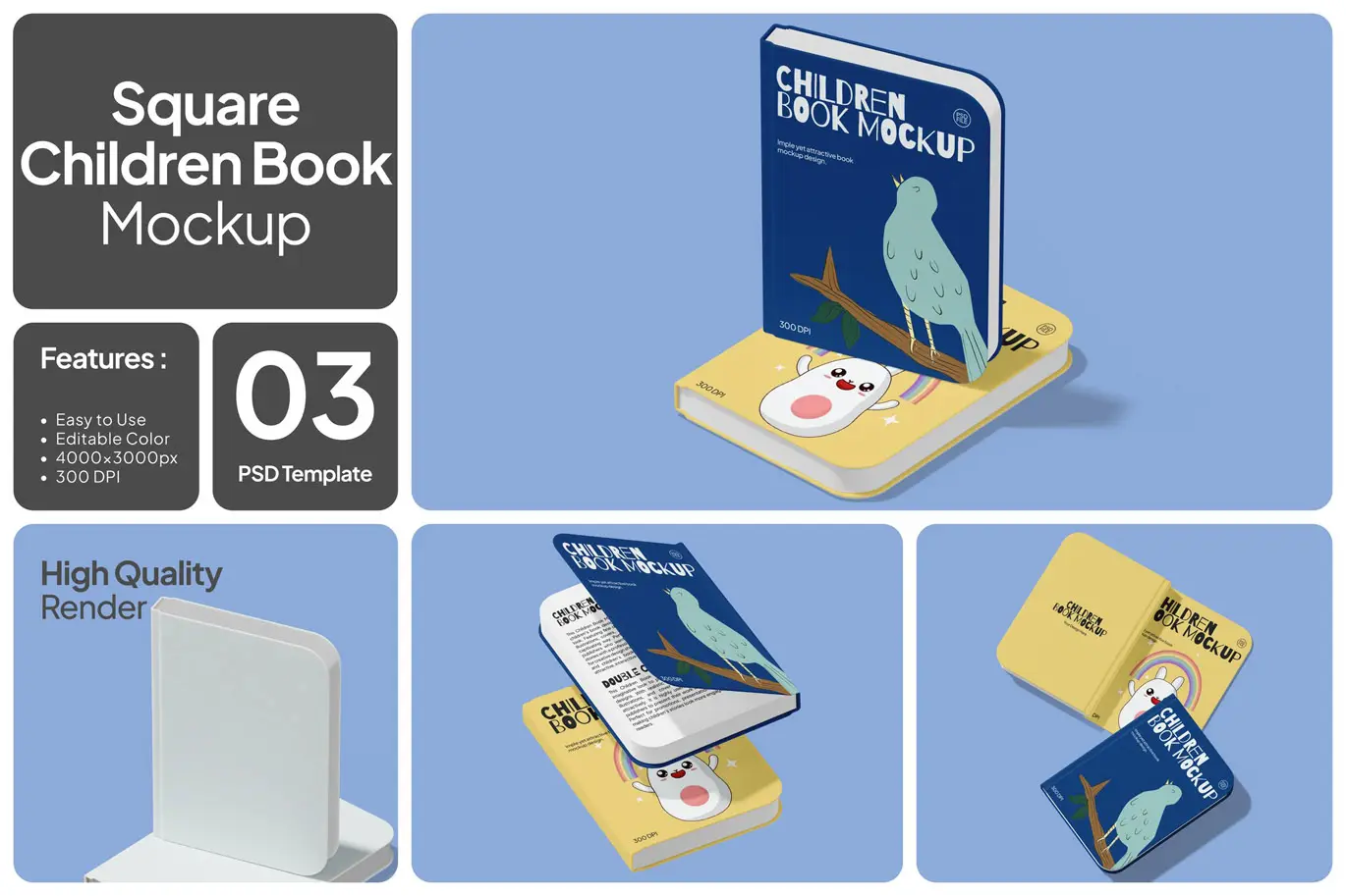 儿童书籍封面展示样机 Children Book Mockup