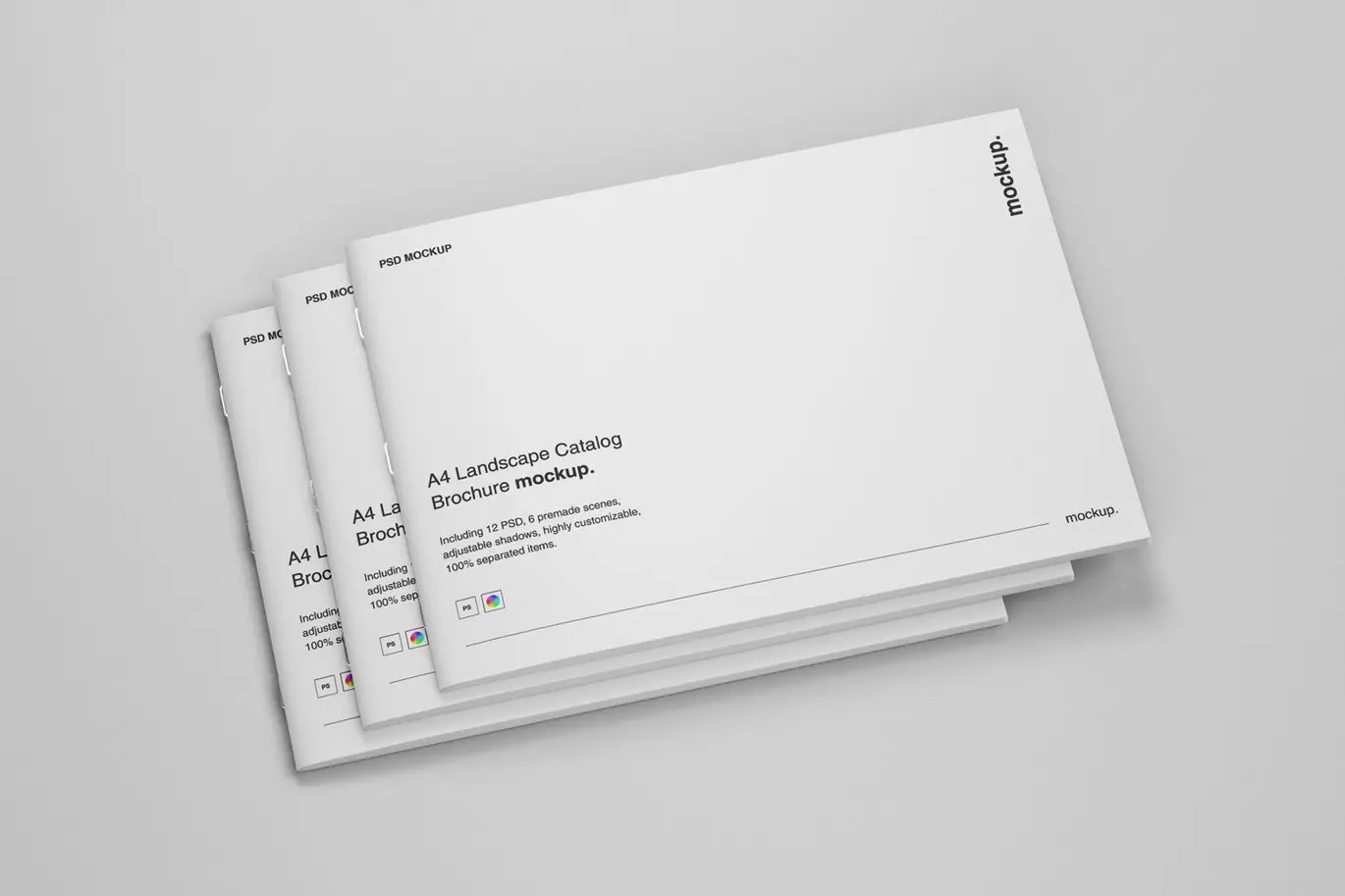 A4横向版面产品目录样机 A4 Landscape Catalog Mockup