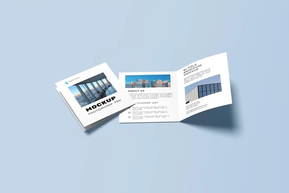 双折页宣传册设计展示样机 Bi-Fold Brochure Mockup
