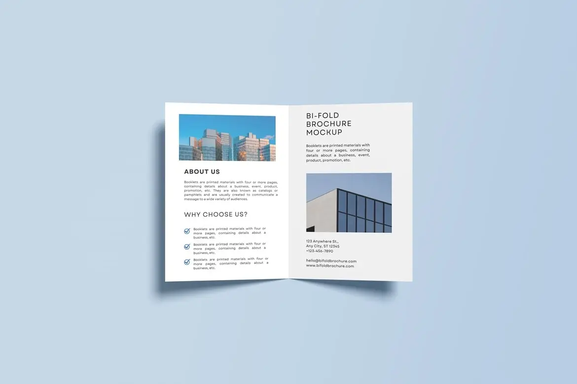 双折页宣传册设计展示样机 Bi-Fold Brochure Mockup
