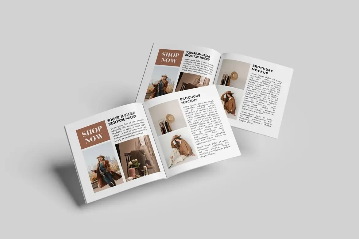 方形杂志期刊封面样机 Square Magazine Mockup