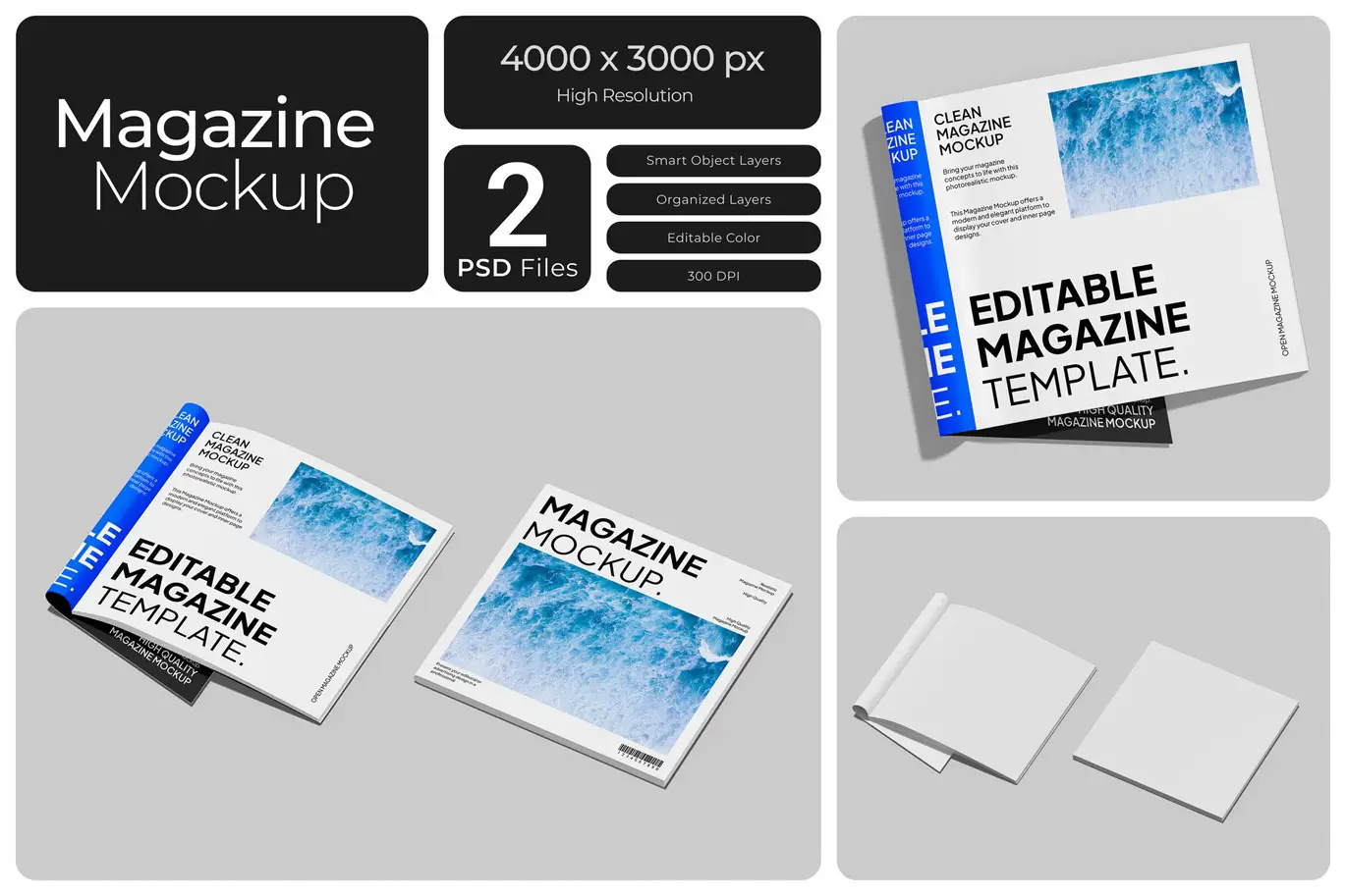 杂志期刊封面内页展示样机 Magazine Mockup