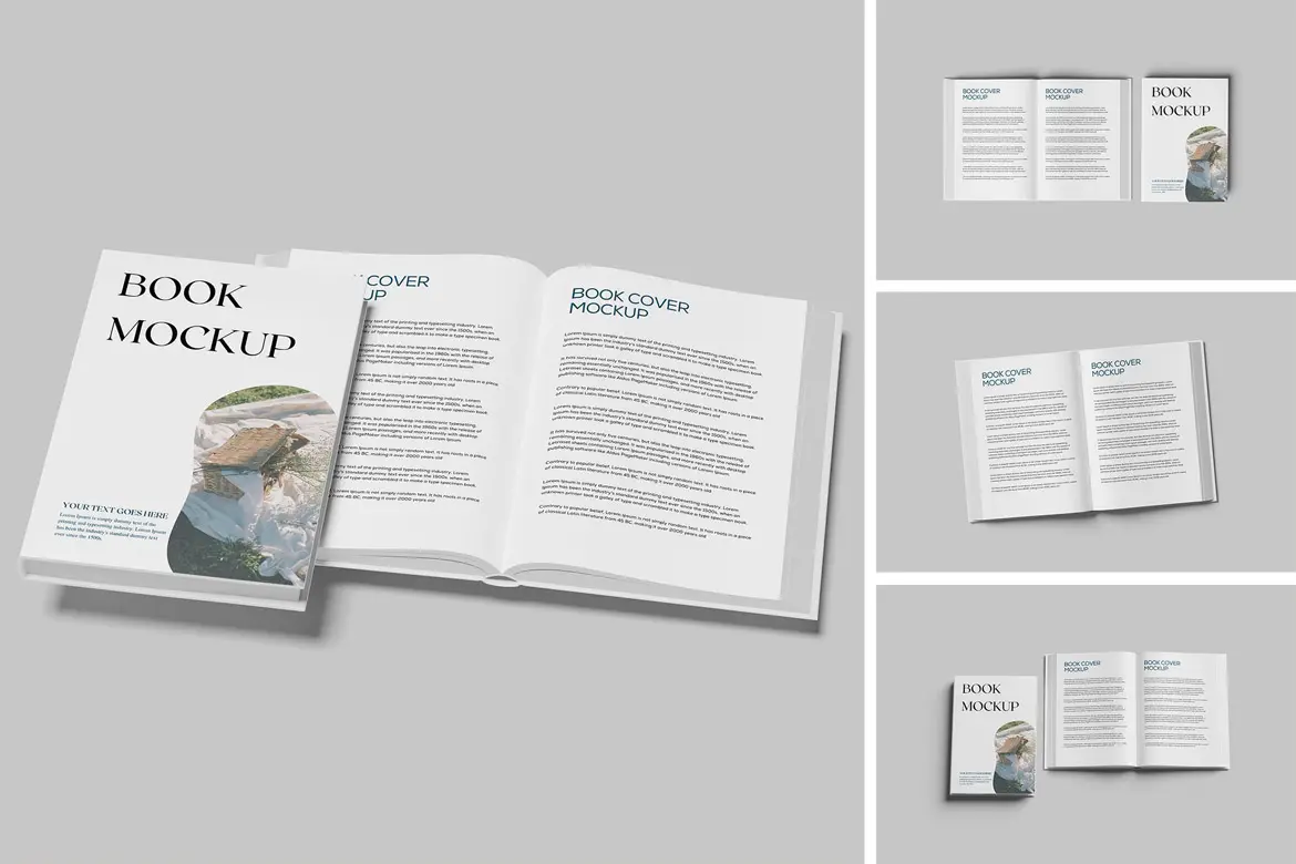 精装书籍硬封面展示样机 Book Mockup