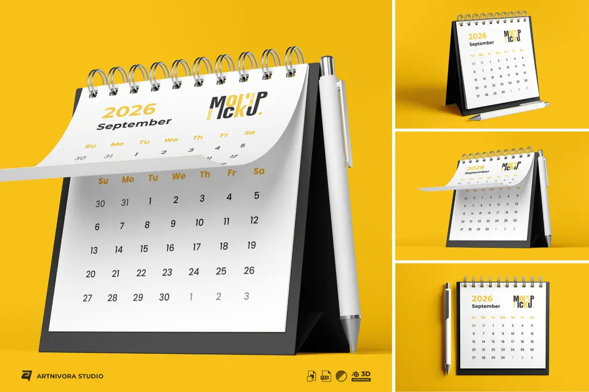日历组合展示样机套装 Calendar Mockup Sets