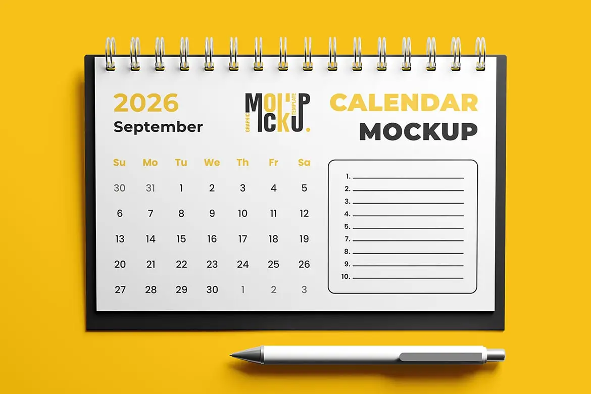 纵向日历模板展示样机 Calendar Mockup Sets