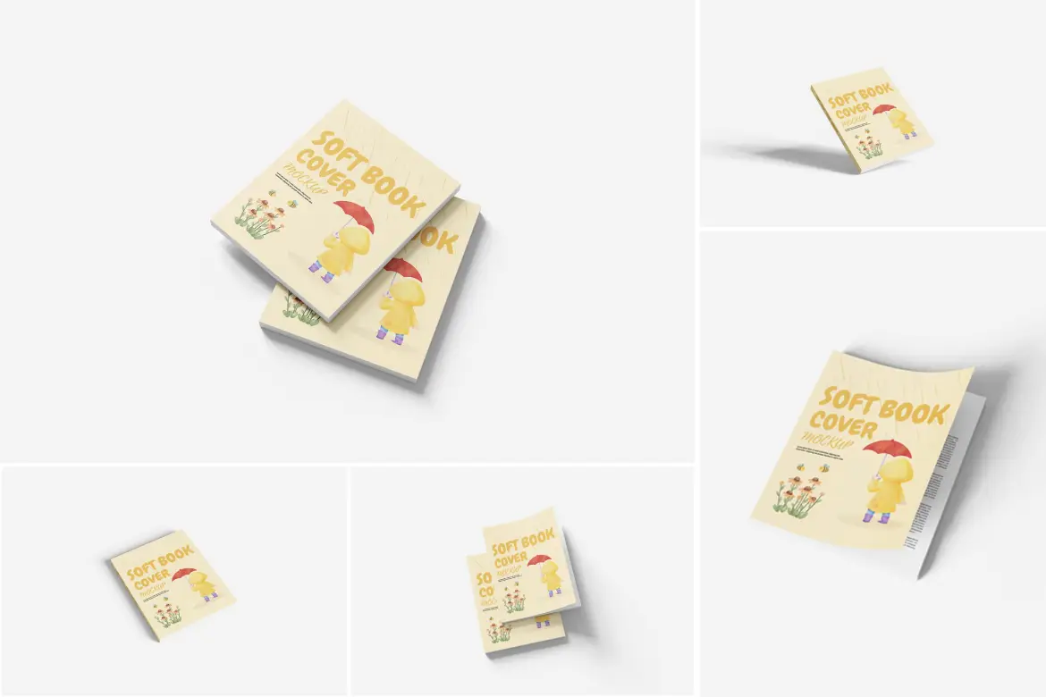 软封面书籍护封展示样机 Soft Book Cover Mockup