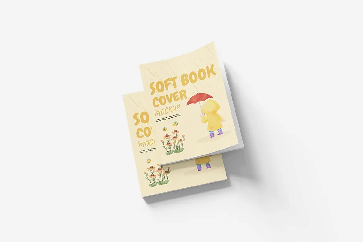 软封面书籍护封展示样机 Soft Book Cover Mockup