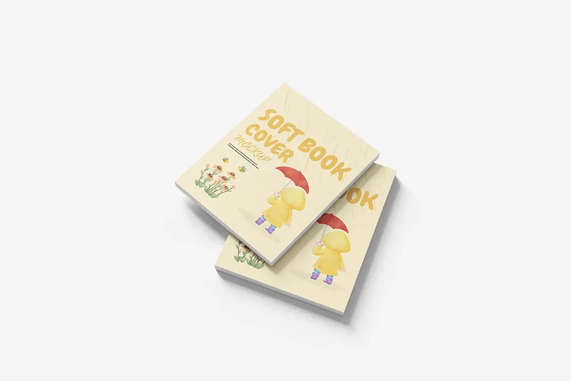 %title插图%num 软封面书籍护封展示样机 Soft Book Cover Mockup