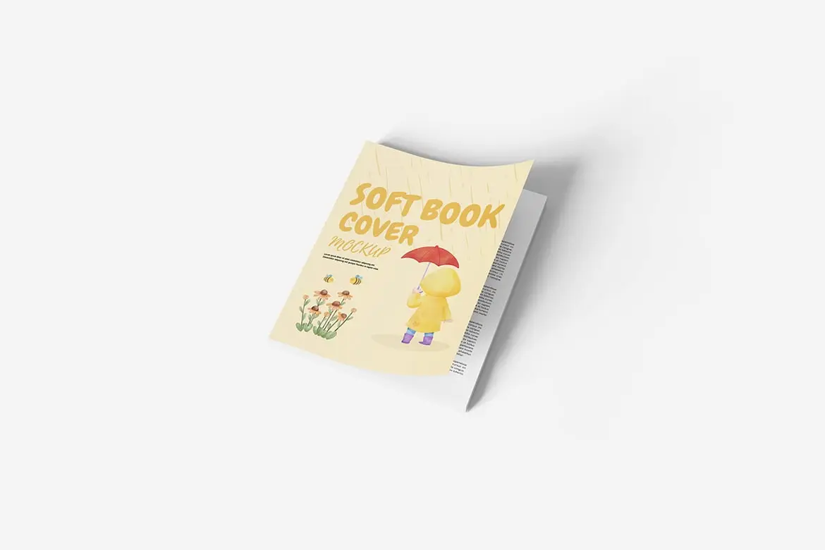 软封面书籍护封展示样机 Soft Book Cover Mockup