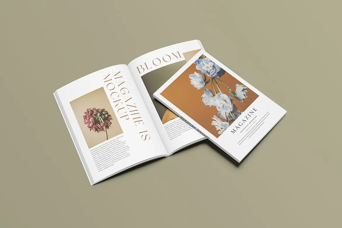 杂志翻开内页展示样机 Magazine Mockup