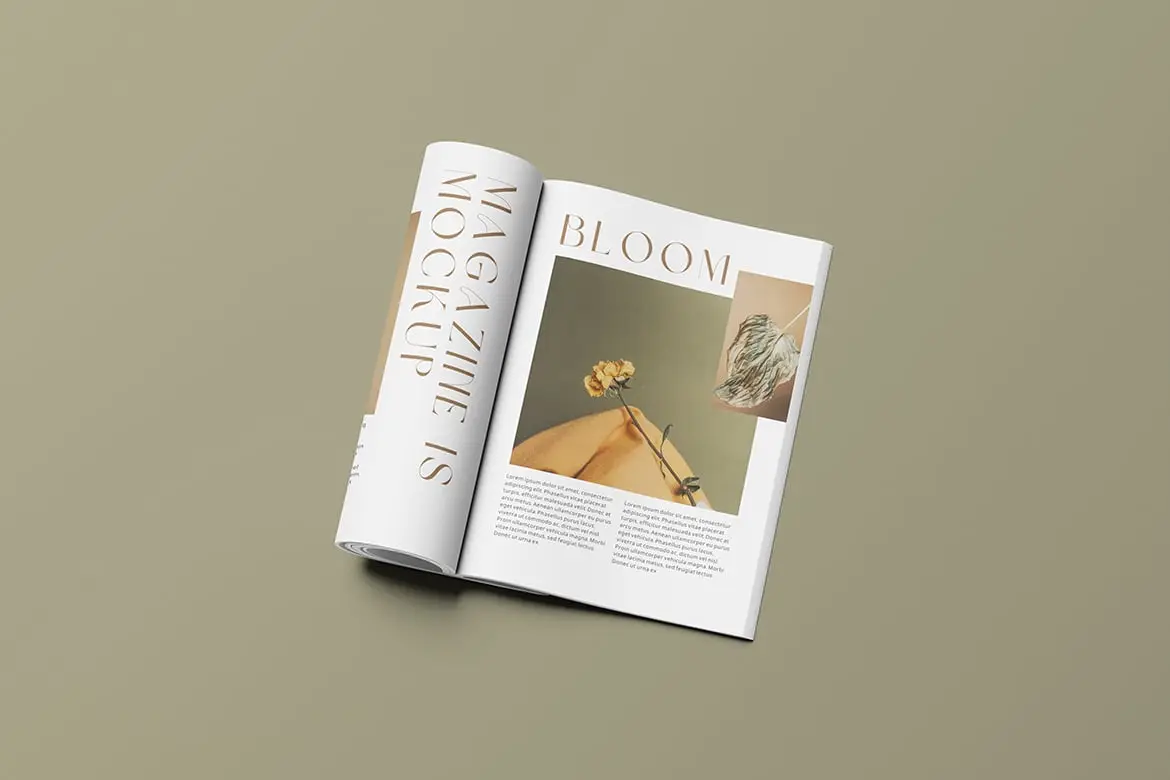杂志翻开内页展示样机 Magazine Mockup