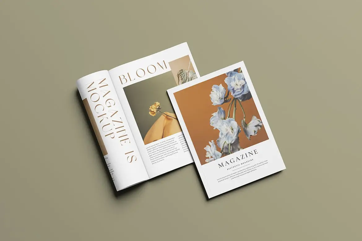 杂志翻开内页展示样机 Magazine Mockup