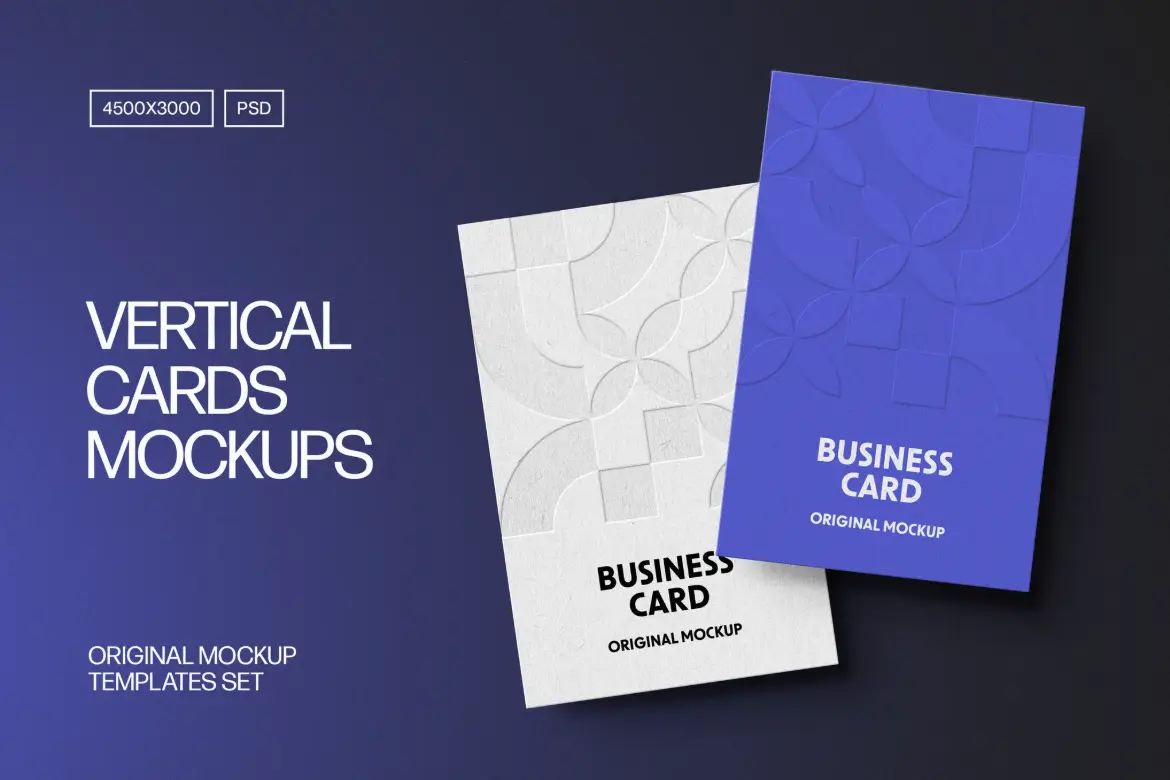 竖版商务名片多场景展示样机 Vertical Business Cards Mockup Scenes