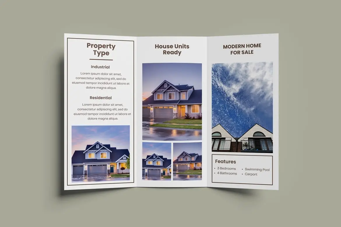 DL尺寸三折页宣传册设计样机 DL Tri-Fold Brochure Mockup