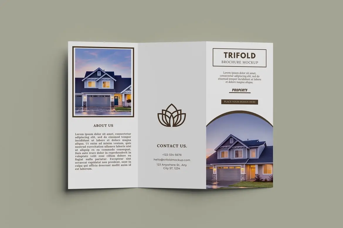 DL尺寸三折页宣传册设计样机 DL Tri-Fold Brochure Mockup