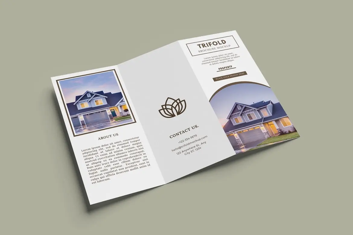 DL尺寸三折页宣传册设计样机 DL Tri-Fold Brochure Mockup