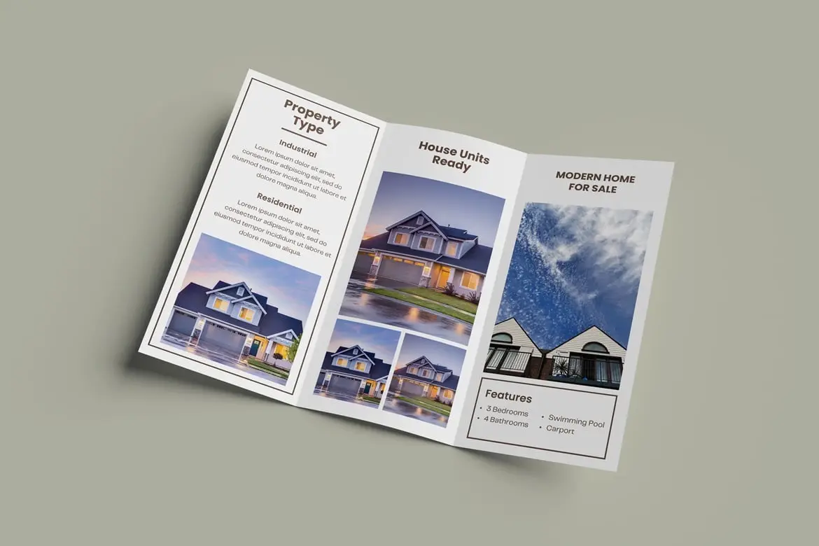 DL尺寸三折页宣传册设计样机 DL Tri-Fold Brochure Mockup