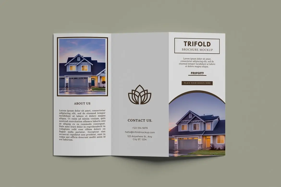 DL尺寸三折页宣传册设计样机 DL Tri-Fold Brochure Mockup