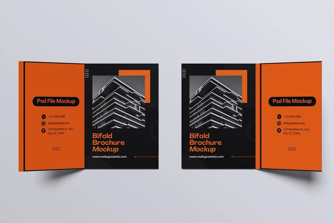 双折页宣传册立体展示样机 Bifold Brochure Mockup