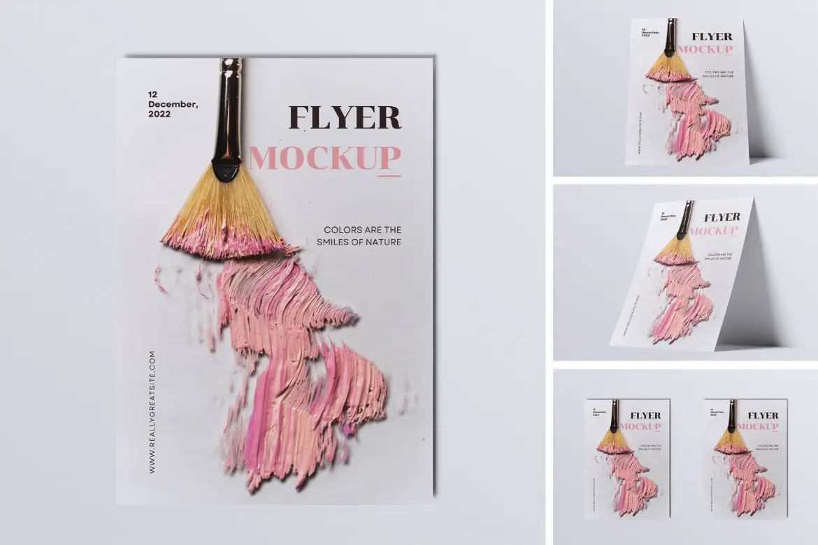 A5尺寸传单广告页设计样机 Flyer Mockup