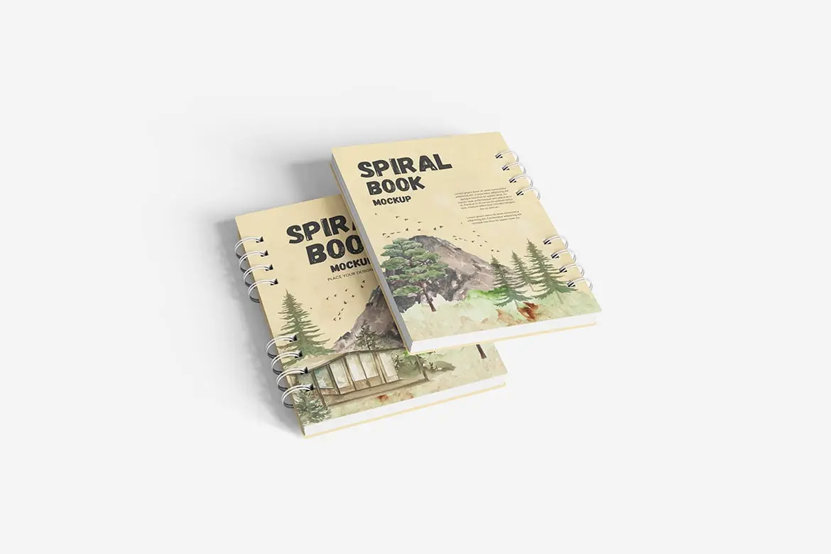 螺旋装订书籍手册展示样机 Spiral Book Mockup