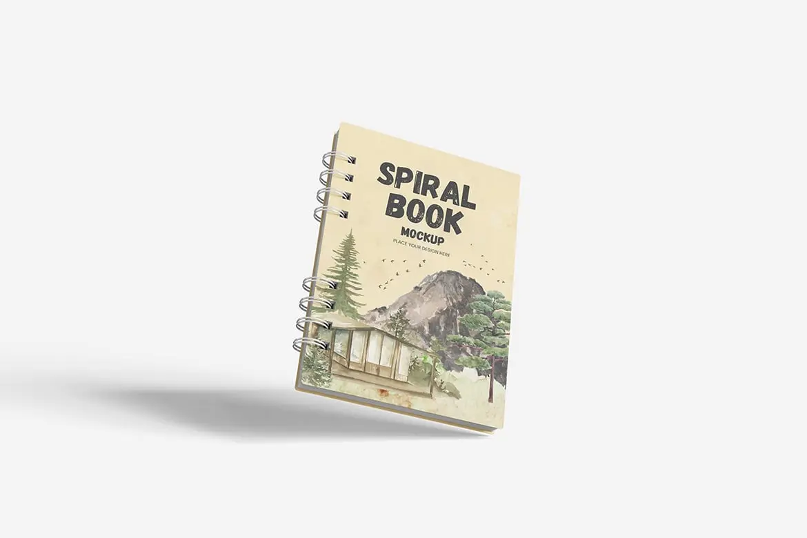 螺旋装订书籍手册展示样机 Spiral Book Mockup