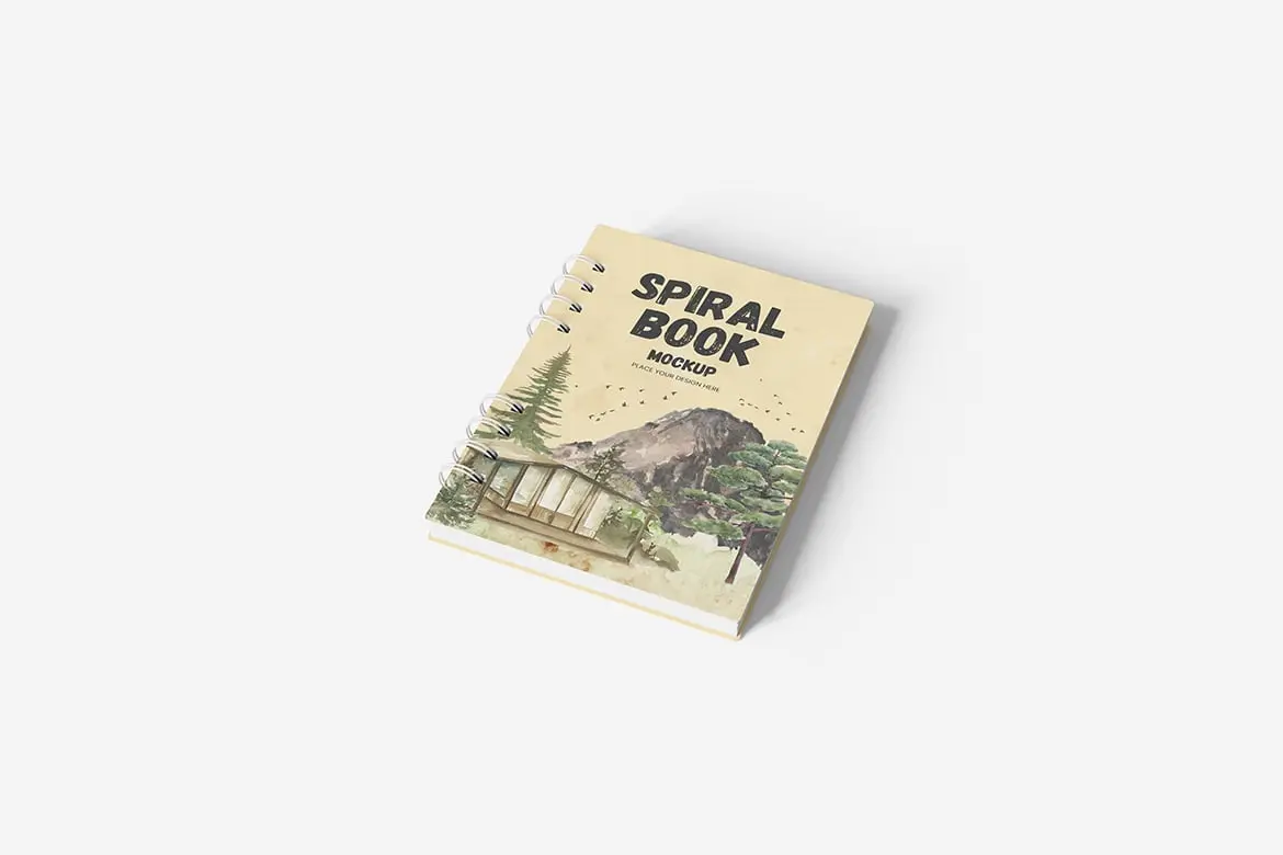 螺旋装订书籍手册展示样机 Spiral Book Mockup