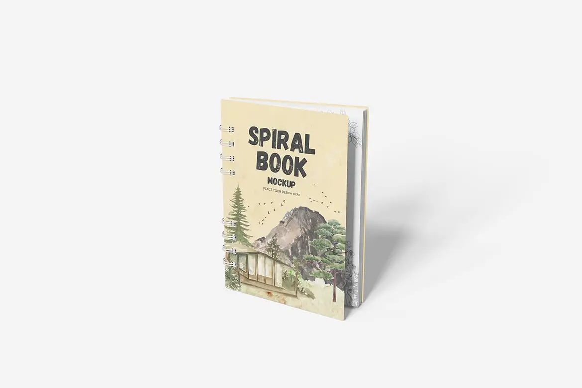 螺旋装订书籍手册展示样机 Spiral Book Mockup