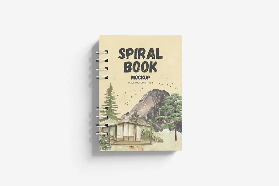 螺旋装订书籍手册展示样机 Spiral Book Mockup