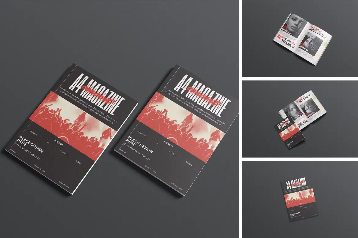 A4杂志期刊封面内页样机 A4 Magazine Mockup