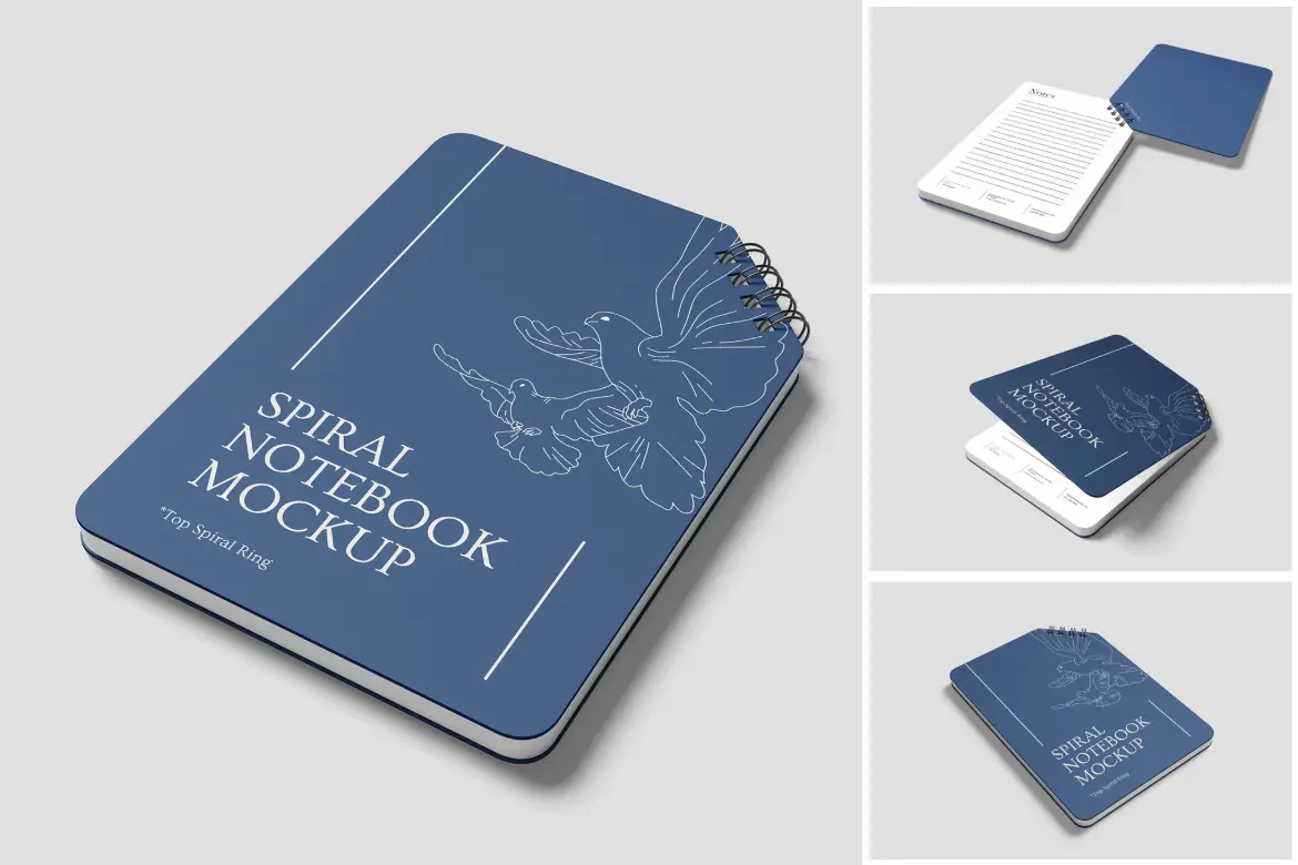 螺旋笔记本内页书写效果样机 Spiral Notebook Mockup