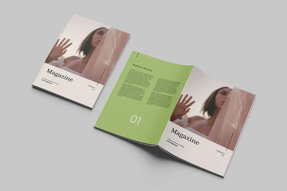 A4时尚杂志高级感版面样机 A4 Magazine Mockup