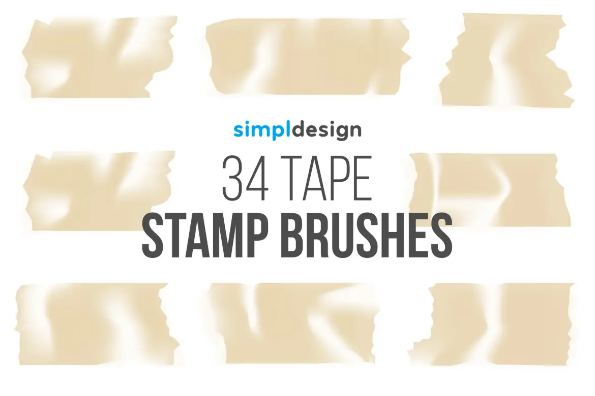 34 张邮票胶带 Photoshop 画笔