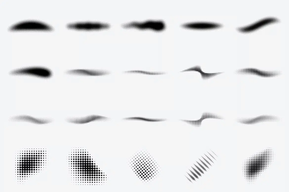 28 个邮票抽象半色调 Photoshop 画笔