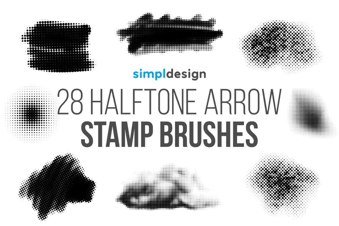 28 个邮票抽象半色调 Photoshop 画笔