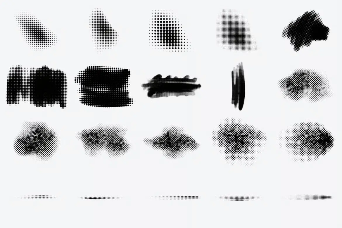 28 个邮票抽象半色调 Photoshop 画笔