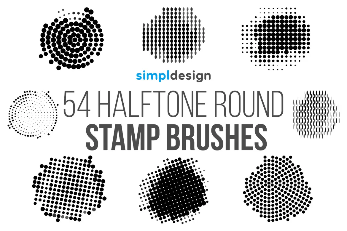 54 张印章半色调圆形 Photoshop 画笔