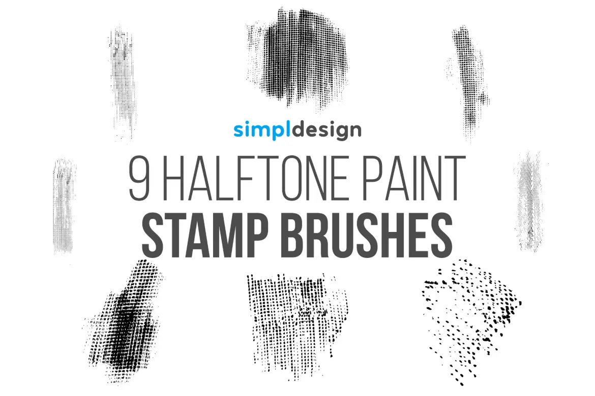 9 支邮票半色调 Photoshop 画笔