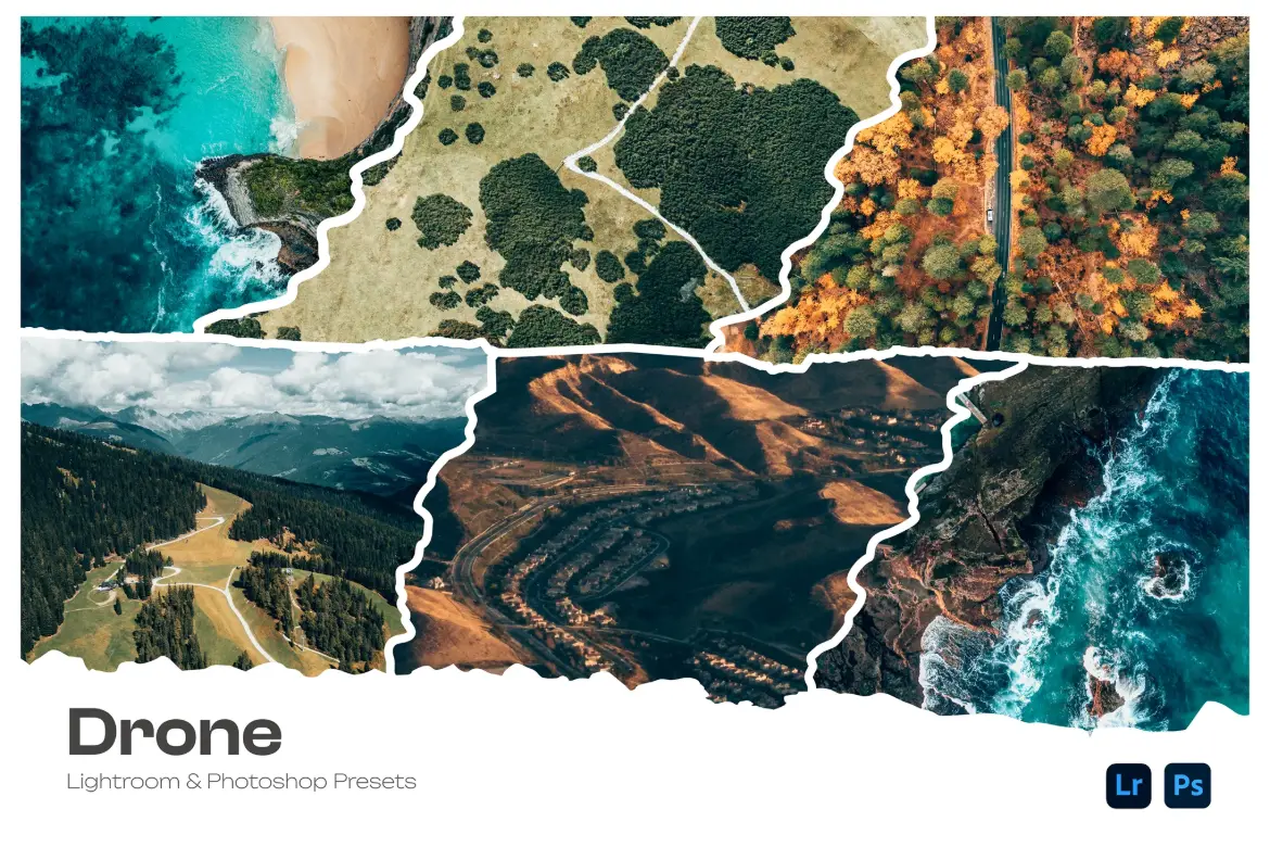 专业级无人机航拍调色预设Lightroom/Photoshop预设合集