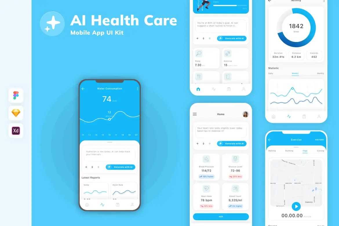 AI 医疗移动应用 UI 套件