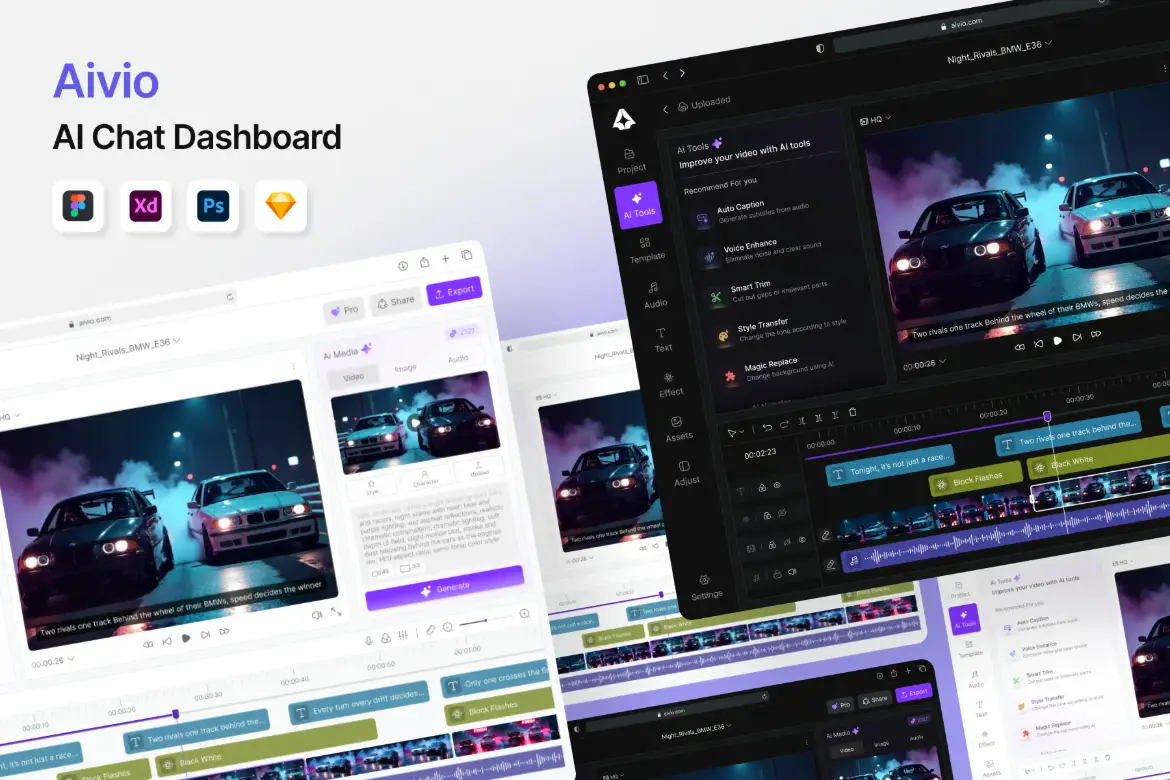 Aivio – AI 视频生成器仪表盘 UI Kit
