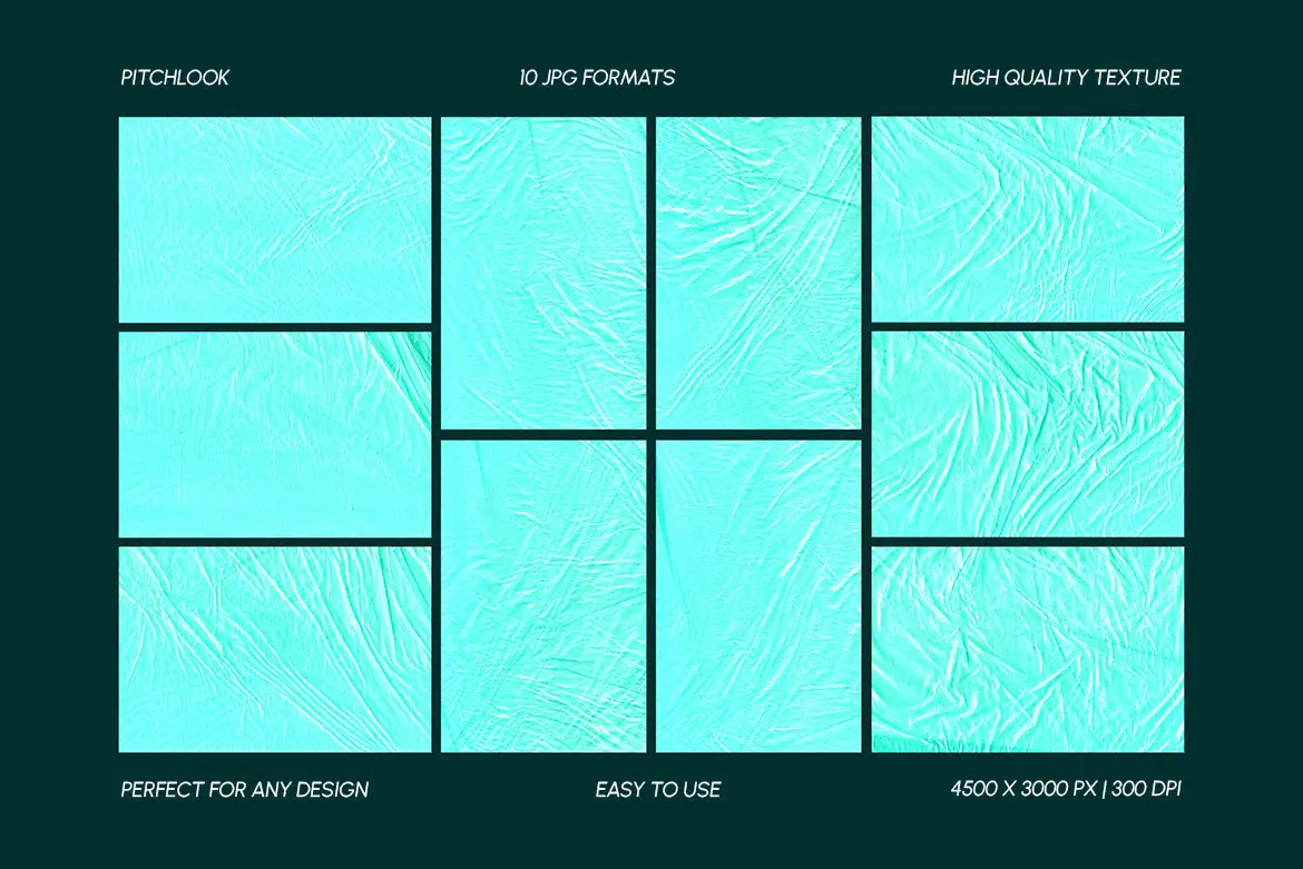 10 种蓝色塑料皱纹纹理