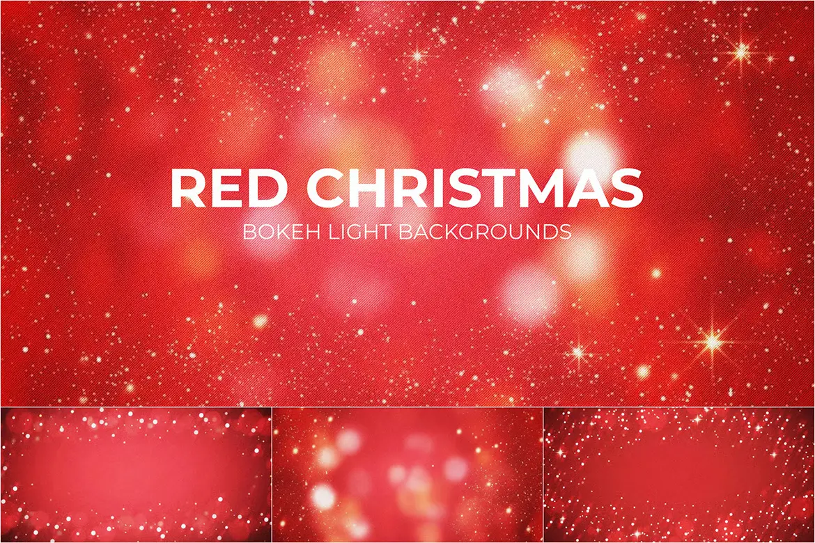 10个红色圣诞散景灯背景