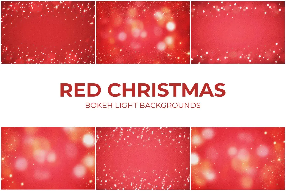 10个红色圣诞散景灯背景