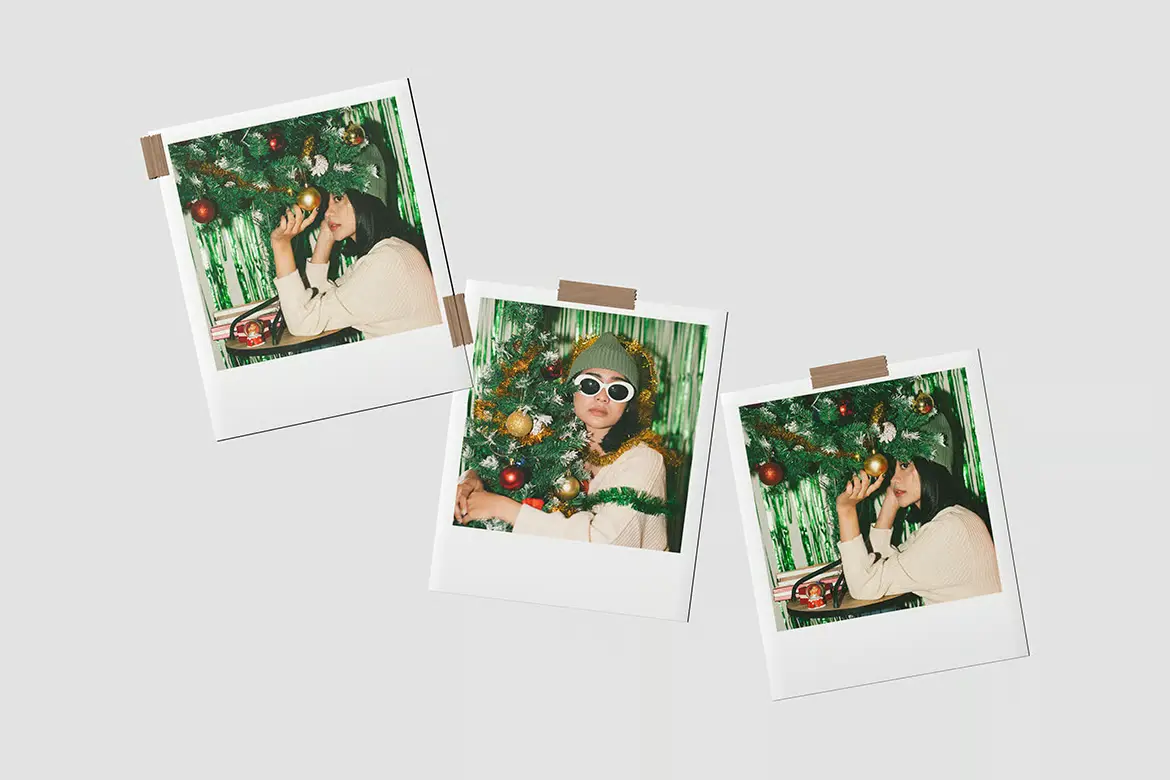 宝丽来拍立得照片展示样机PSD模板